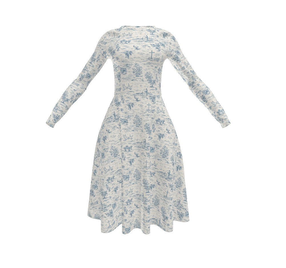 The Blue Communion Toile Midi Dress