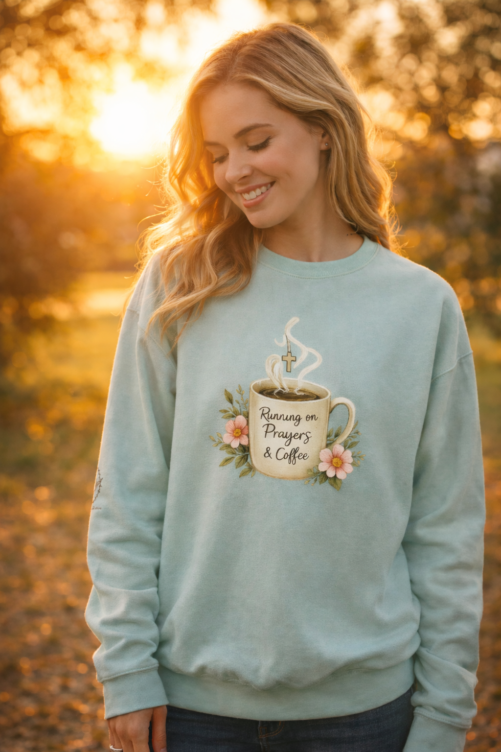 Prayers and Coffee Premium Sweatshirt
