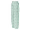 Mint green pajama pants with a subtle pattern on a white background