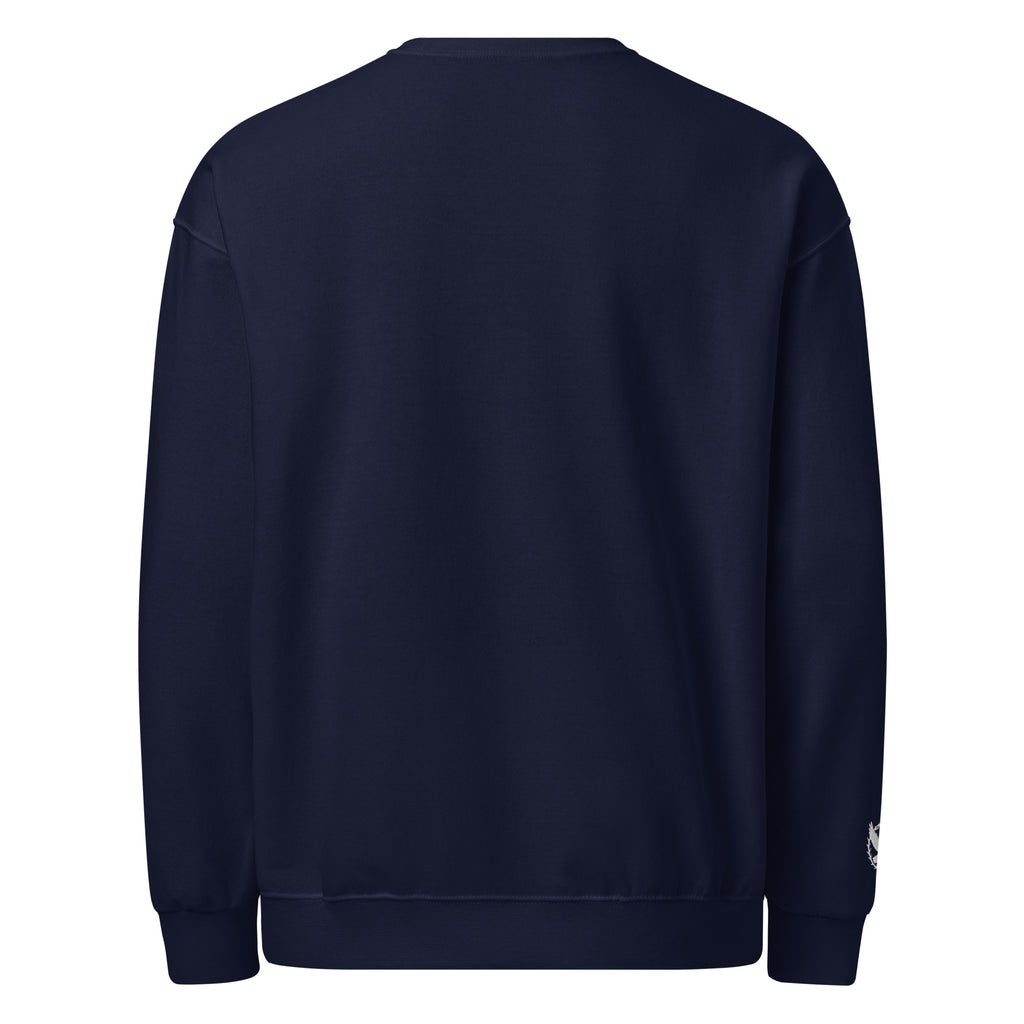 Navy blue sweatshirt on a white background