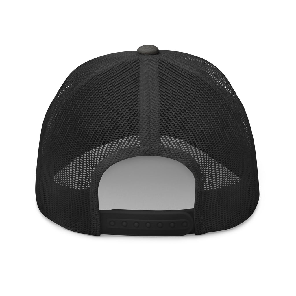 charcoal mesh cap on a white background