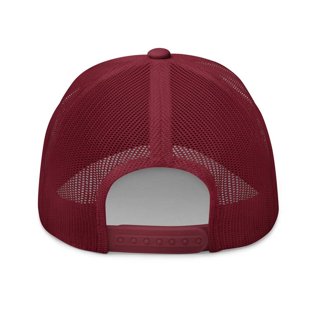 maroon mesh cap on a white background
