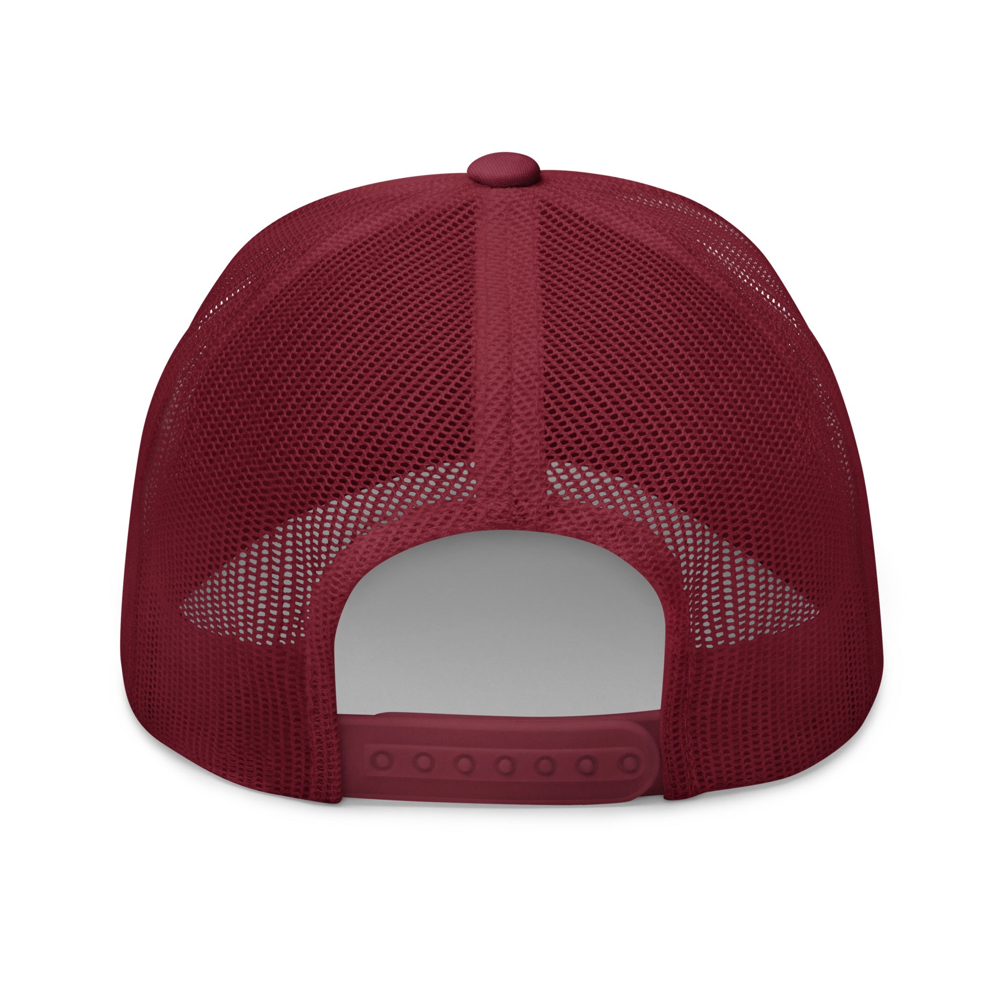 maroon mesh cap on a white background