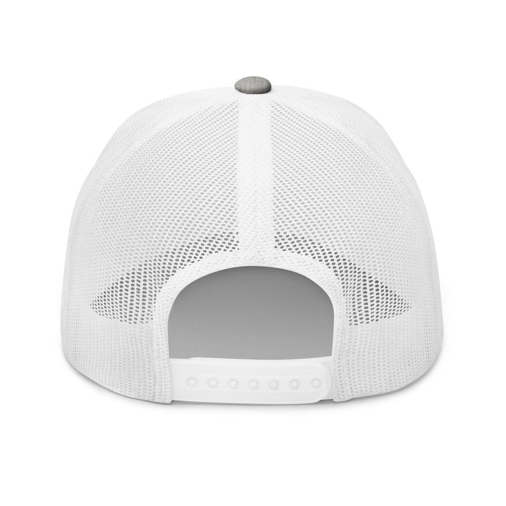 White mesh cap with gray brim on a white background