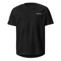 Black t-shirt with 'SAVED' logo on a white background
